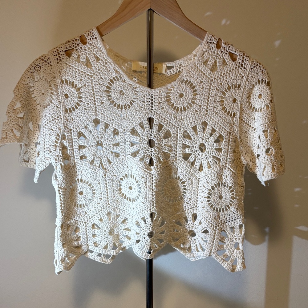 Rebellion Women’s Small Cream Crochet Crop Top